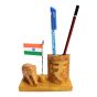 Half Pen Stand with Indian Flag & Elephant (7) || 4 inch || Natural Color || Saras Aajeevika