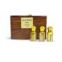Attar Wooden Gift Box Unisex - x 3 || Kashmiri Oud (6ml x 1), Shanaya (6ml x 1), Ambar Wood (6ml x 1) || Unique Collection of Natural Attar from Kannauj || Saras Aajeevika