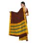 Iikal Chadurang Chikki Cotton Saree || Handloom || Coffee with 80cm Blouse || Saras Aajeevika
