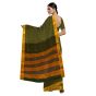 Iikal Chadurang Chikki Cotton Saree || Handloom || Mehndi Color with 80cm Blouse || Saras Aajeevika