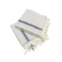 Handloom Cotton Towel 1.75 meter || Light Grey & Blue Line || Set of 2 || Saras Aajeevika