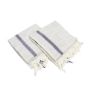 Handloom Cotton Towel 1.75 meter || Light Grey & Blue Line || Set of 2 || Saras Aajeevika