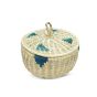 Munj Grass Chapati Box with Green Flower Design 8 Inch || Saras Aajeevika