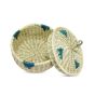 Munj Grass Chapati Box with Green Flower Design 8 Inch || Saras Aajeevika