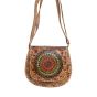 Camel Leather Shantiniketan Ladies Handbag 8 inch || R&G Flower || Saras Aajeevika