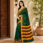Kasuthi Cotton Saree || Green Colour || Star Design with 80cm Blouse || Saras Aajeevika