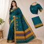 Kasuthi Cotton Saree || Peacock Green Colour || Pecock Design with 80cm Blouse || Saras Aajeevika