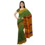 Ilkal Cotton Saree Small Checks || Green Colour & Multi Colour Pallu with 80cm blouse || Saras Aajeevika