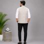Men's Sleeveless Jacquard Jacket || Off White Multi Colour Print || Saras Aajeevika