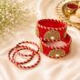 Silk Thread Bangles Half Circle || Set of 6 || Red Colour || Saras Aajeevika