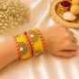 Silk Thread Bangles Half Circle || Set of 6 || Yellow Colour || Saras Aajeevika