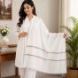 Kashmiri Toosha Sozni Embroidered Stole || Off White Colour || Size 83x30 inch || Toosah Wool || Saras Aajeevika