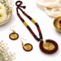 Dhokra Brass & Copper || Necklace & Earring with Round Pendant || Size 9.8 inch || Golden Copper Colour || Saras Aajeevika