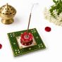 Handcrafted Marble Meenakari Agarbatti Stand with Plate || Size 4 Inch || Saras Aajeevika
