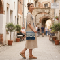 Cotton Sling Bag Off White & Blue || Saras Aajeevika
