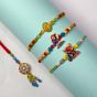 Family Rakhi (Bhaiya Bhabhi + 2 Kids ) Type-4 || Set of 4 || Saras Aajeevika
