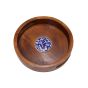 Blue Pottery Wooden Round Tray/ Offwhite || Saras Aajeevika