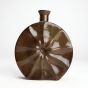 Khurja Pottery Flower Vase Ring Matki Shape Green and Brown Colour Size 9 Inches
