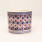Khurja Pottery Indoor Pot Pipe Shape Red and Blue Colour Small Size 4 Inches