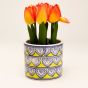 Khurja Pottery Indoor Pot Pipe Shape Yellow Colour Small Size 4 Inches || Saras Aajeevika
