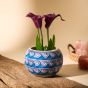 Khurja Pottery Outdoor Pot Apple Shape Sky Blue Colour Large Size 6 Inches || Saras Aajeevika
