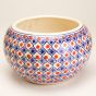Khurja Pottery Outdoor Pot – Apple Shape, Red & Blue, Large Size (6 Inches)