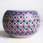 Khurja Pottery Indoor Pot Apple Shape || Red and Blue Colour || Big Size 5 Inchs || Saras Aajeevika