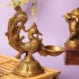 Antique Brass Mayur Deepak Medium | Brass Deepak | Puja Essentials | Mayur Shaped Deepak | Handcrafted Brass Work