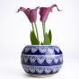 Khurja Pottery Indoor Pot Apple Shape Sky Blue Colour Big Size 5 Inch || Saras Aajeevika