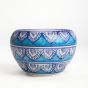 Khurja Pottery Indoor Pot Apple Shape Sky Blue Colour Medium 4 Inch || Saras Aajeevika