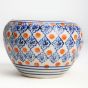 Khurja Pottery Indoor Pot Apple Red And Blue Colour Medium Size 4 Inches || Saras Aajeevika