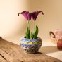 Khurja Pottery: Indoor Pot, Apple-Shaped, Medium (4 Inches) - Yellow