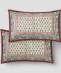 Bedsheet With Pillow Cover Block Print Black Flower W Brown Border 90 x 108
