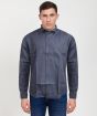Cotton Full Sleeve Shirt Small Check Dark Grey Blue Line Colour "42"