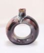 Khurja Pottery Flower Vase Ring Shape Plain Brinjal Colour 8 Inches