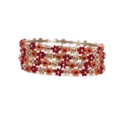 Beads Bangles || Red, Orange and Silver Color || Set of 4 || Saras Aajeevika