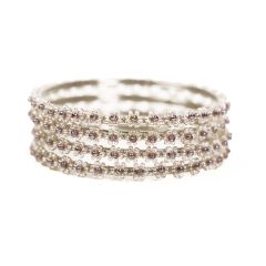 Beads Bangles (2-4) Silver & Purple Set of 4