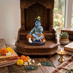 Polyrasin Krishna with Makhan || Blue Color || 4 inch || Saras Aajeevika