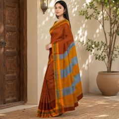 Ilkal Cotton Saree Small Checks || Maroon Colour & Blue Pallu with 80cm Blouse || Saras Aajeevika