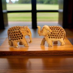 Wooden Elephant 3"  Jali (Set of 2 ) || Saras Aajeevika