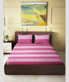 Double Bedsheet Cotton Dark Pink With White || 90*108 || Saras Aajeevika