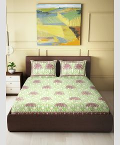 Cotton Hand Block Double Bedsheet ||  Green ||  93×108 inch || Saras Aajeevika