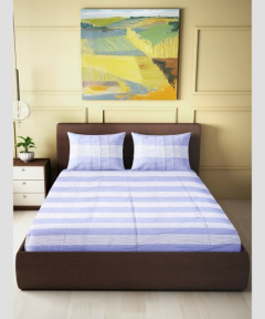  Bedspread Cotton Blue White Line 90X100 Inch