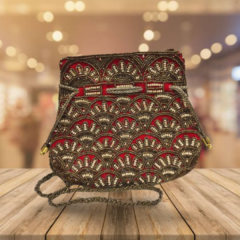  Embroidered Potli Red