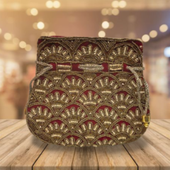  Embroidered Potli Maroon