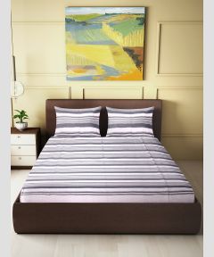 Bedspread Cotton Double Bedsheet || White Black Line || 90X100 inch || Saras Aajeevika