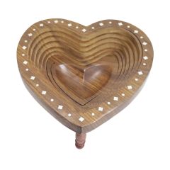 Wooden Spring Tray Dil Shape || Table Decor || Sheesham Wood || Saras Aajeevika