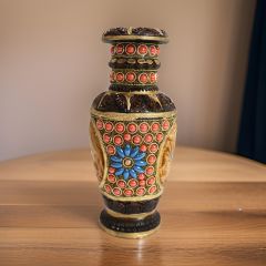Wooden Pearl Flower Pot 9" || Natural Color || Saras Aajeevika