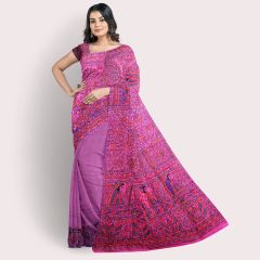 Madhubani Painting Pure Silk Saree with Blouse || Pink || Saras Aajeevika