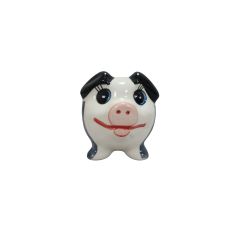 Khurja Pottery Piggy Bank Grey Medium| Hand painted | Kitchen ware | Home Décor | Pink